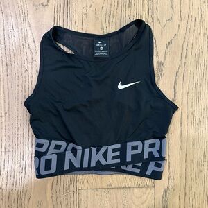 Nike Black Crop Top with White Swoosh